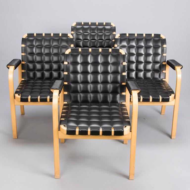 ALVAR AALTO, four late 20th century '45' armchairs for Artek.