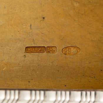 A Silver-gilt Fabergé Cigarette and Match Case, workmaster August Frederik Hollming, St. Petersburg 1908-1917.