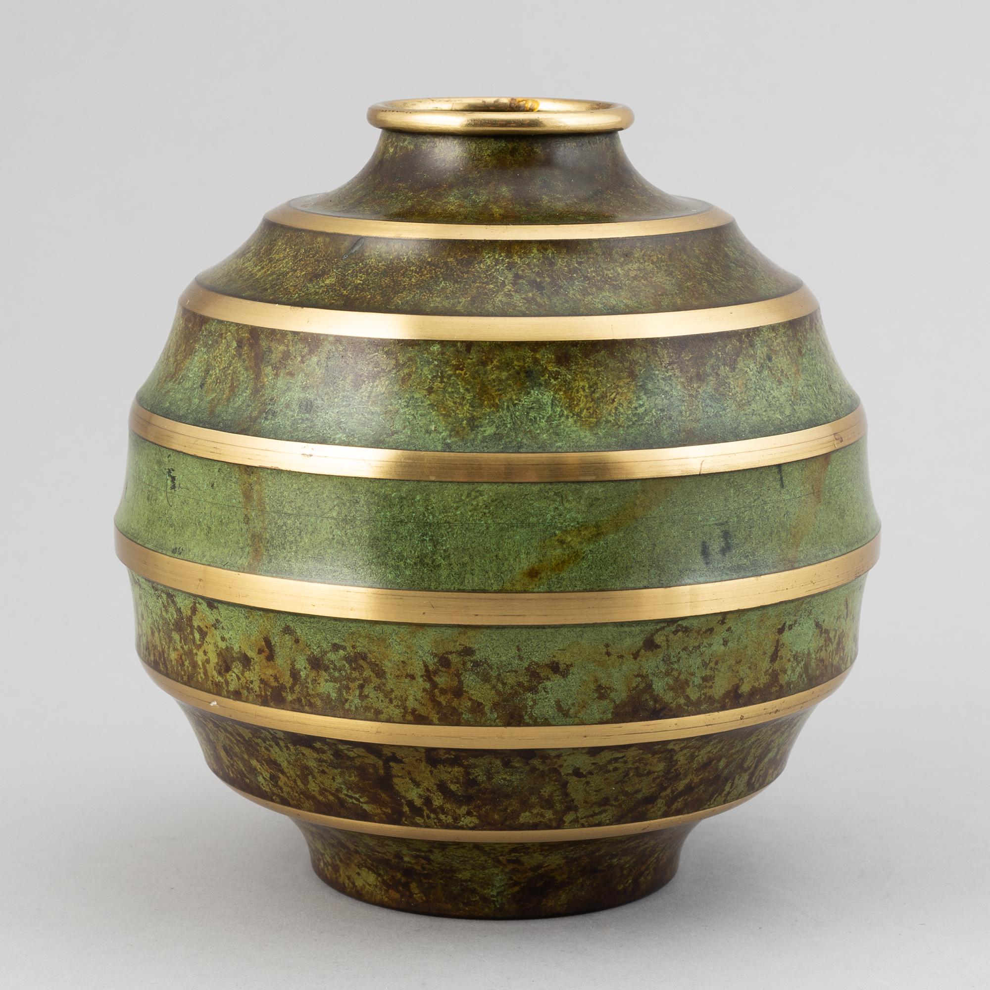 A bronze art déco vase from Svenska Metallverken, 1920's-30's.