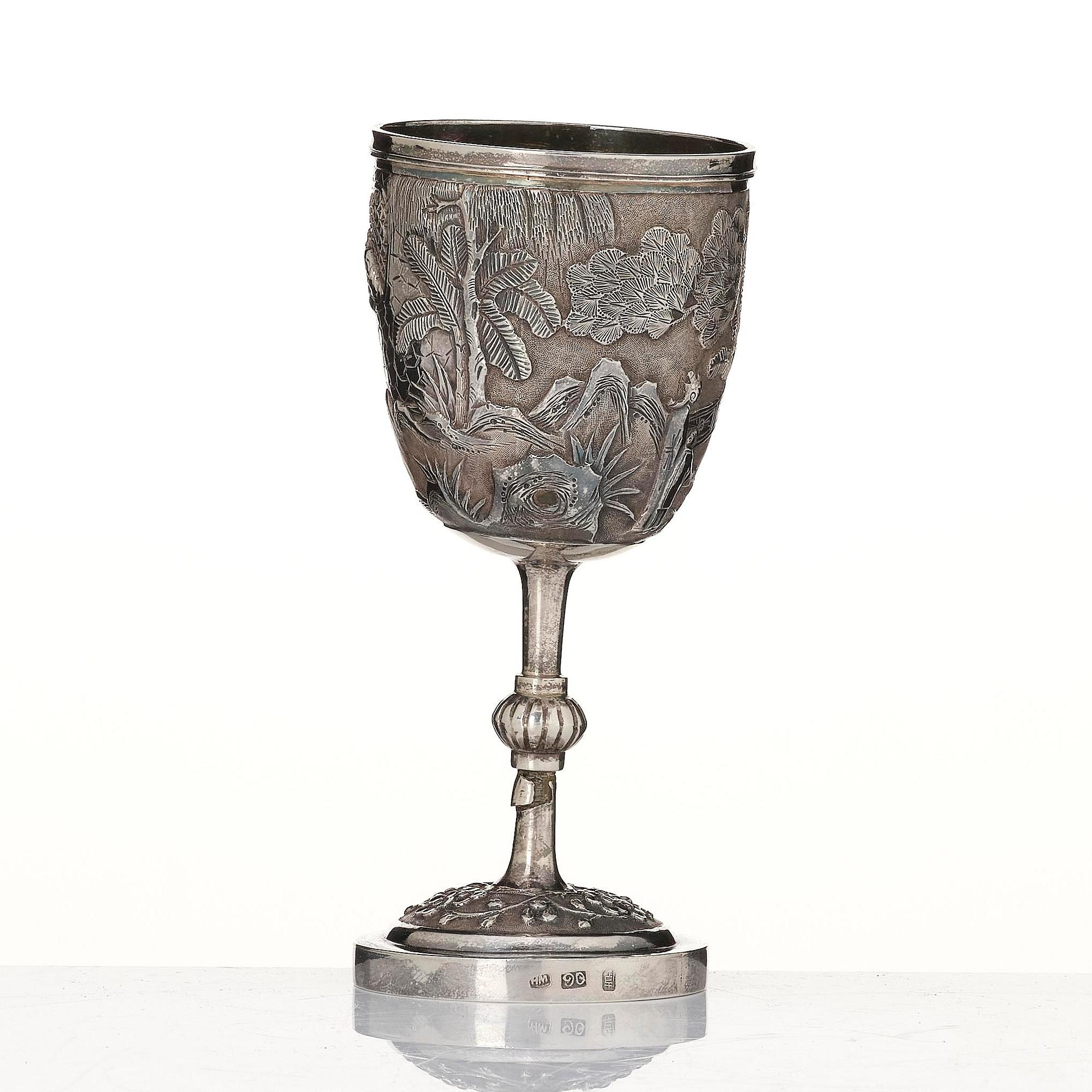 A Chinese Export Silver goblet, Qing dynasty, 19th Century.