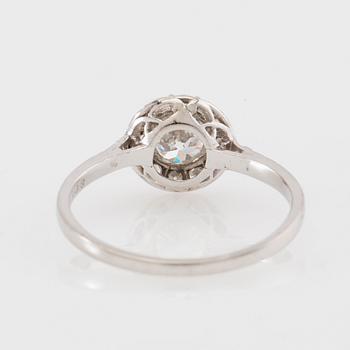 Platinum ring set with old-cut diamonds.