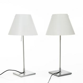 Paolo Rizzatto, a pair of 'Costanza' table lamps, Luceplan, Italy.