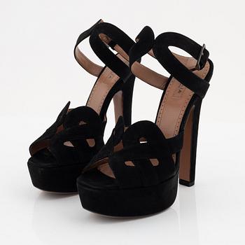 Alaïa, a pair of black suede sandals, size 37.