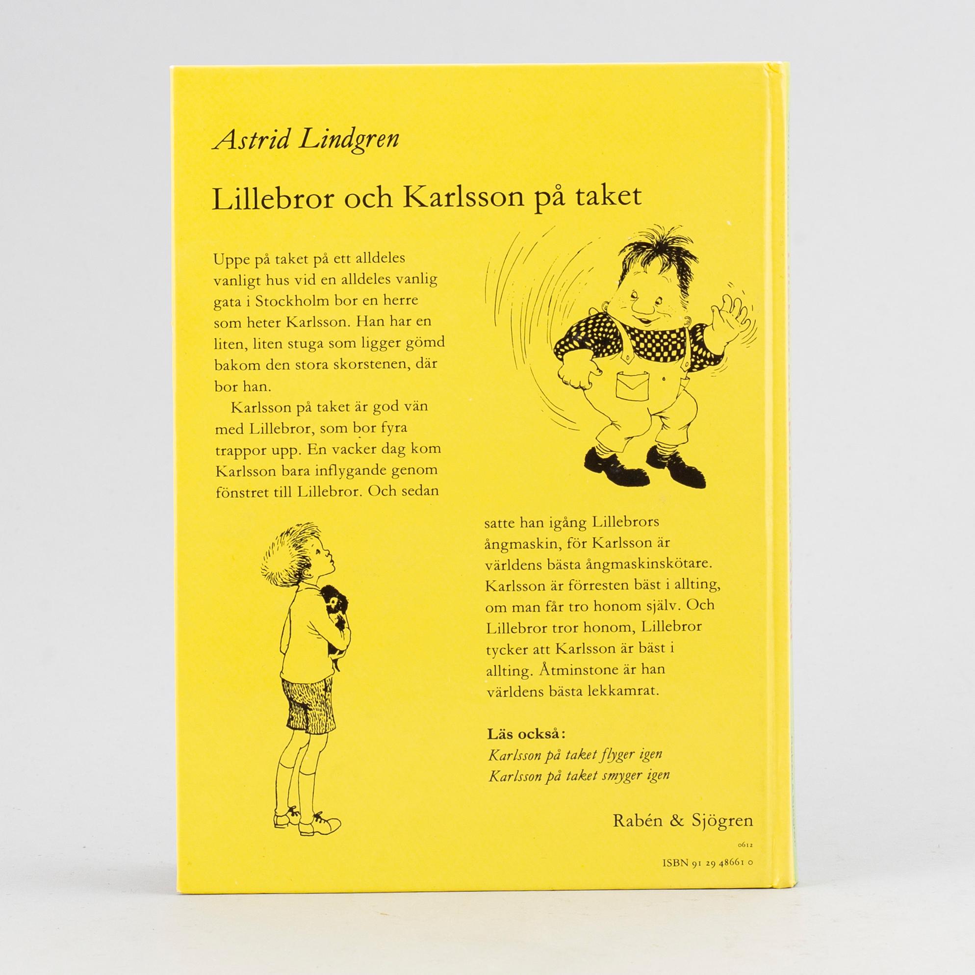 BOK, "Lillebror och Karlsson på taket", Signerad samt stenograferad.