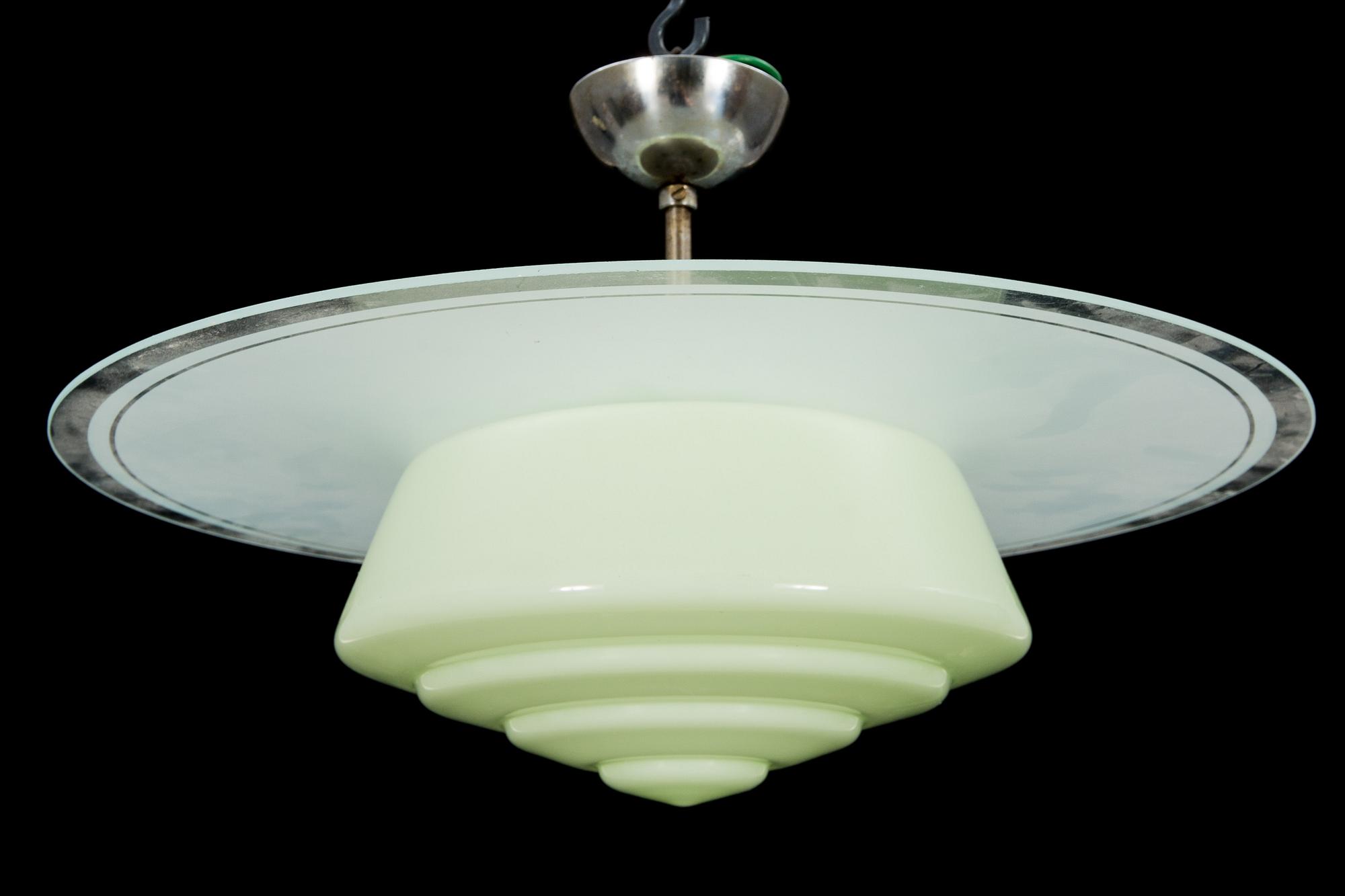 TAKLAMPA, glas 1940-tal. Diam 45 cm.