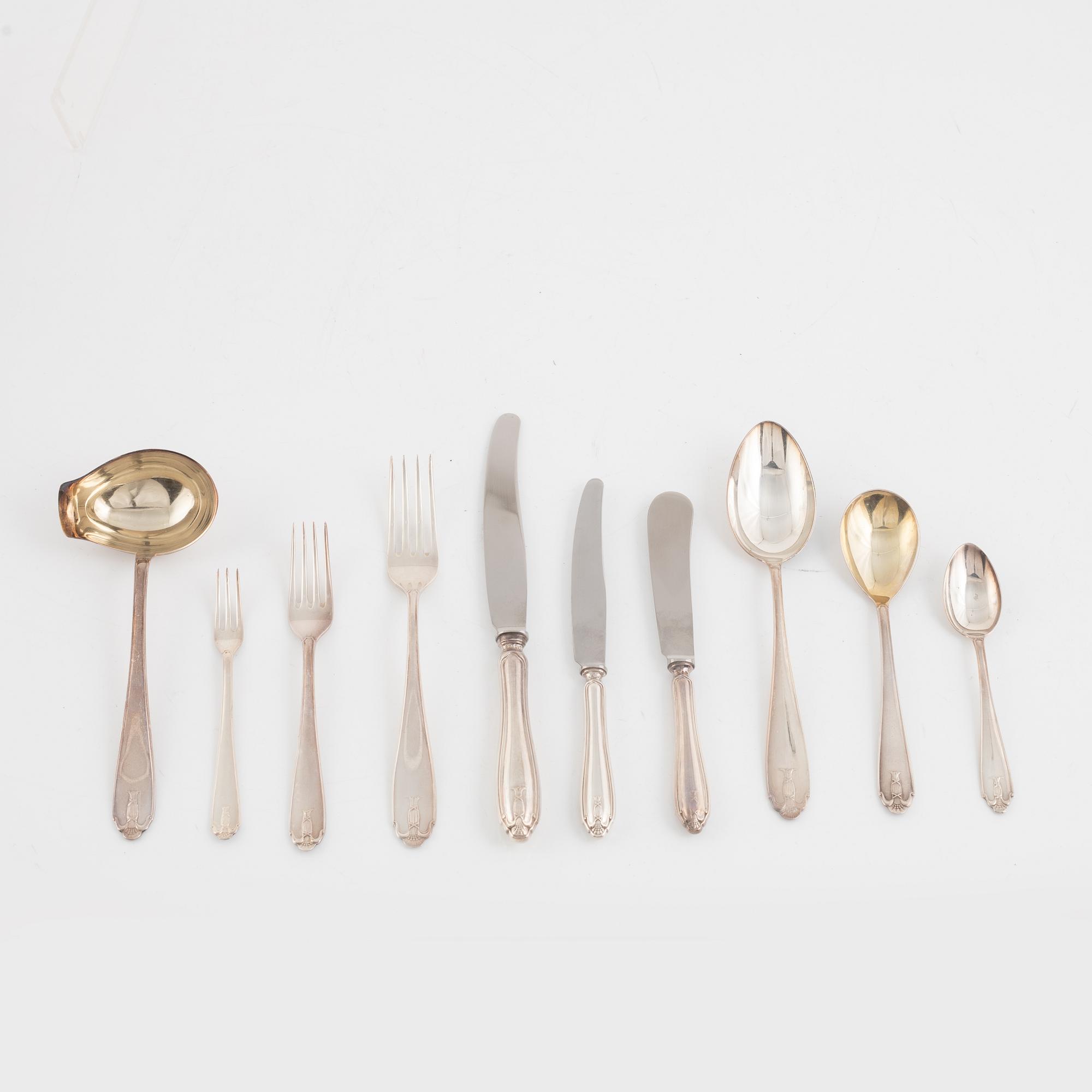 Jacob Ängman, an 82-piece Swedish silver cutlery, model 'Vasa', GAB, Stockholm, including 1955.