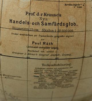 JORDGLOB, Prof Krauses Handels- och Samfärdsglob, 1900-talets första hälft.