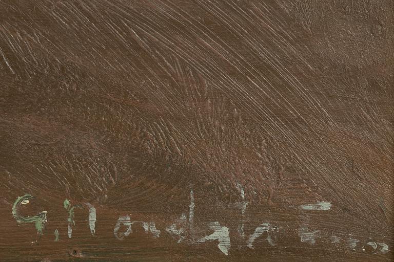 Gerhard Nordström, olja på pannå, signerad.