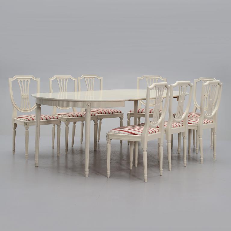 MATGRUPP, 9 delar, gustaviansk stil, 1900-talets andra hälft.