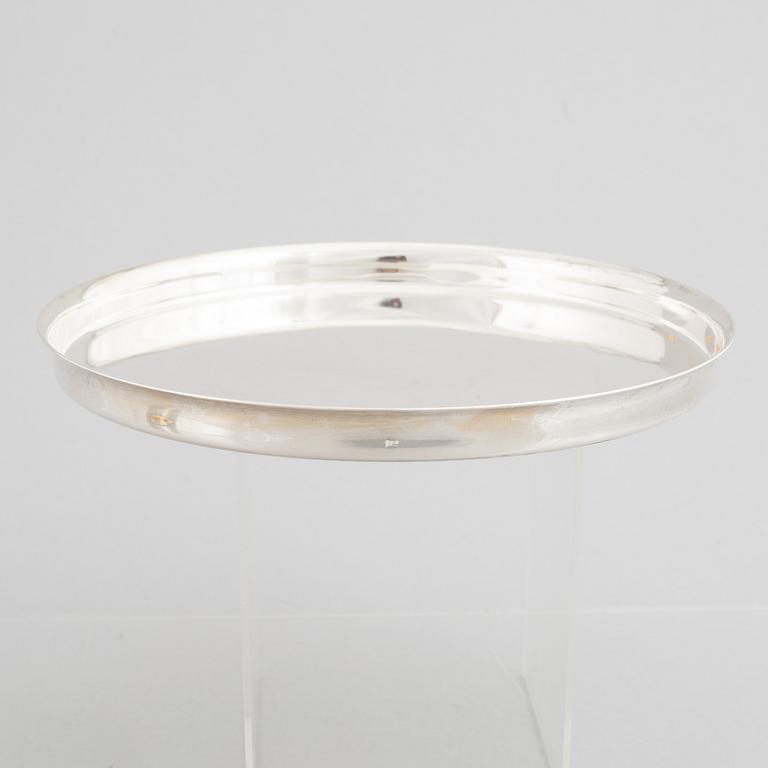 A set with a tray, sugar-bowl and a creamer, marks of Ove Bohlin, Stockholm, Sweden 1963.