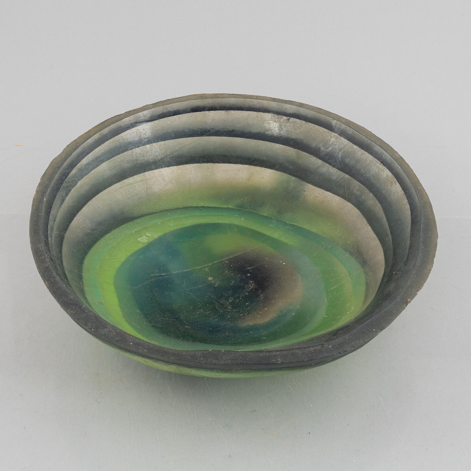 Siv Lagerström, bowl, larger model, acrylic plastic, green-tinted.