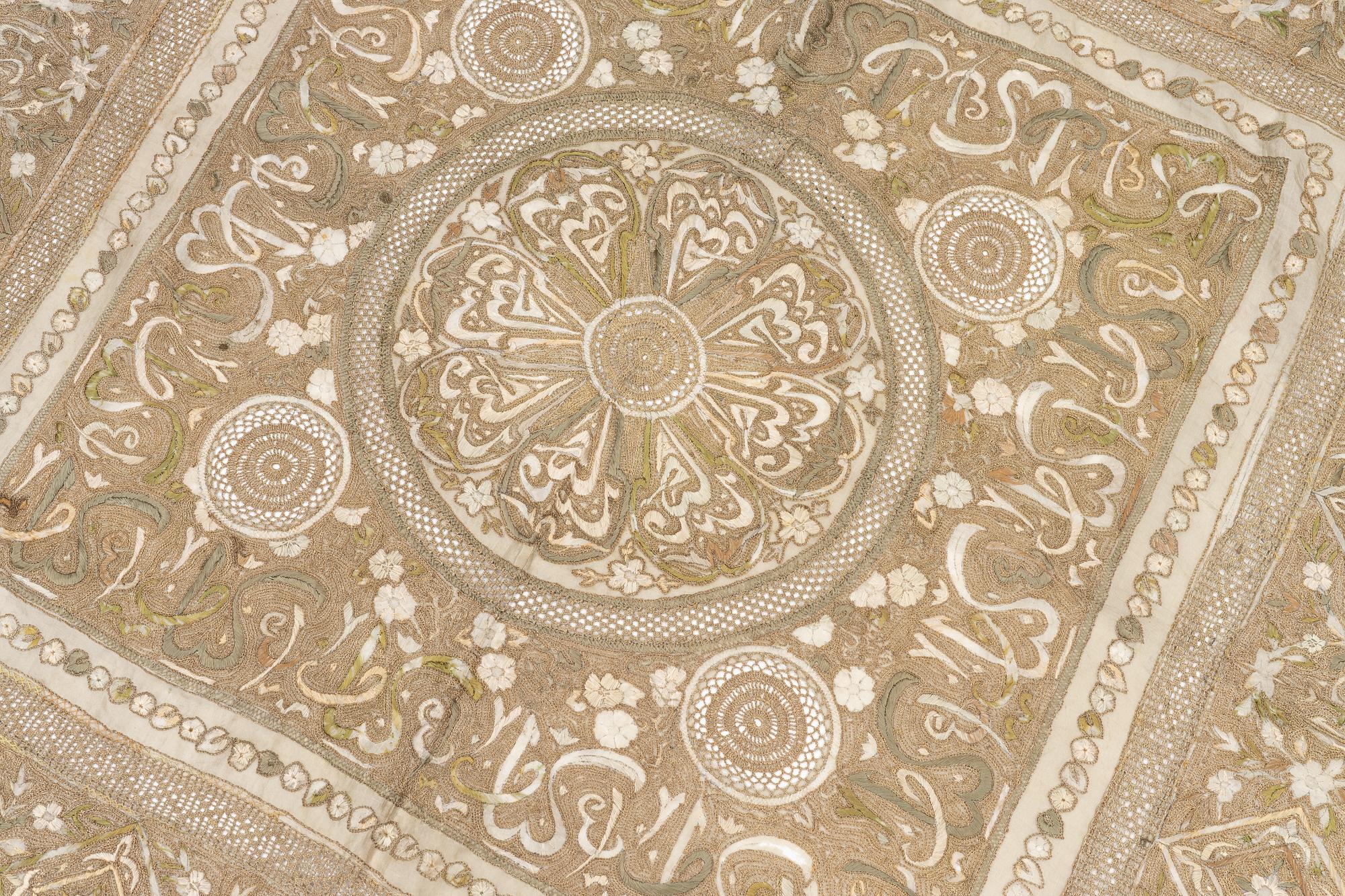 A silk and metal shawl. c. 105 x 99 cm, Turkey, first half of the 20th century.