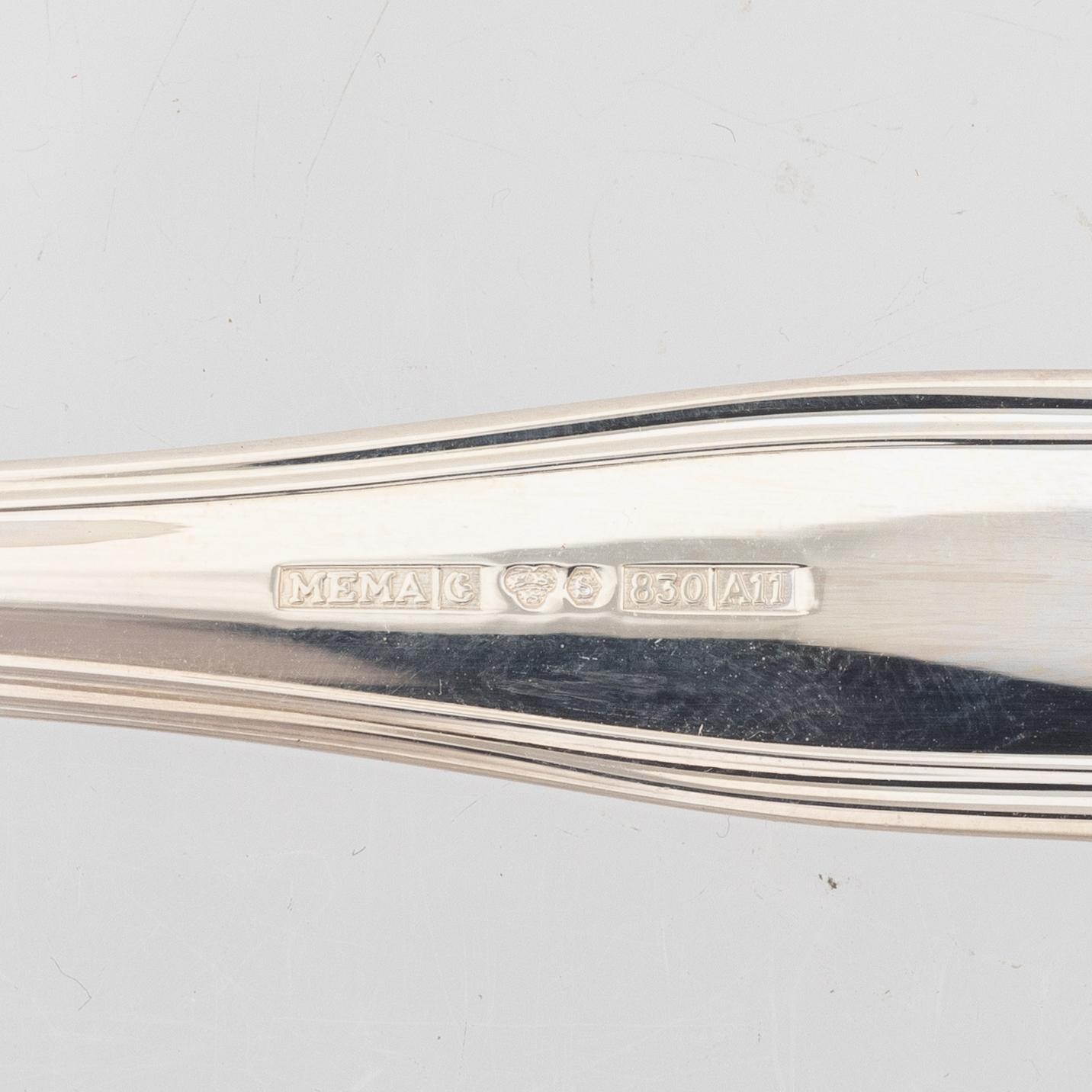 Bestickservis, 23 delar, silver, modell "Sachsisk", MEMA, bl.a. Eskilstuna 2003.