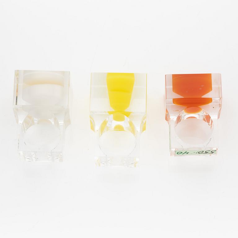 Siv Lagerström, three acrylic plastic rings, 1970s.