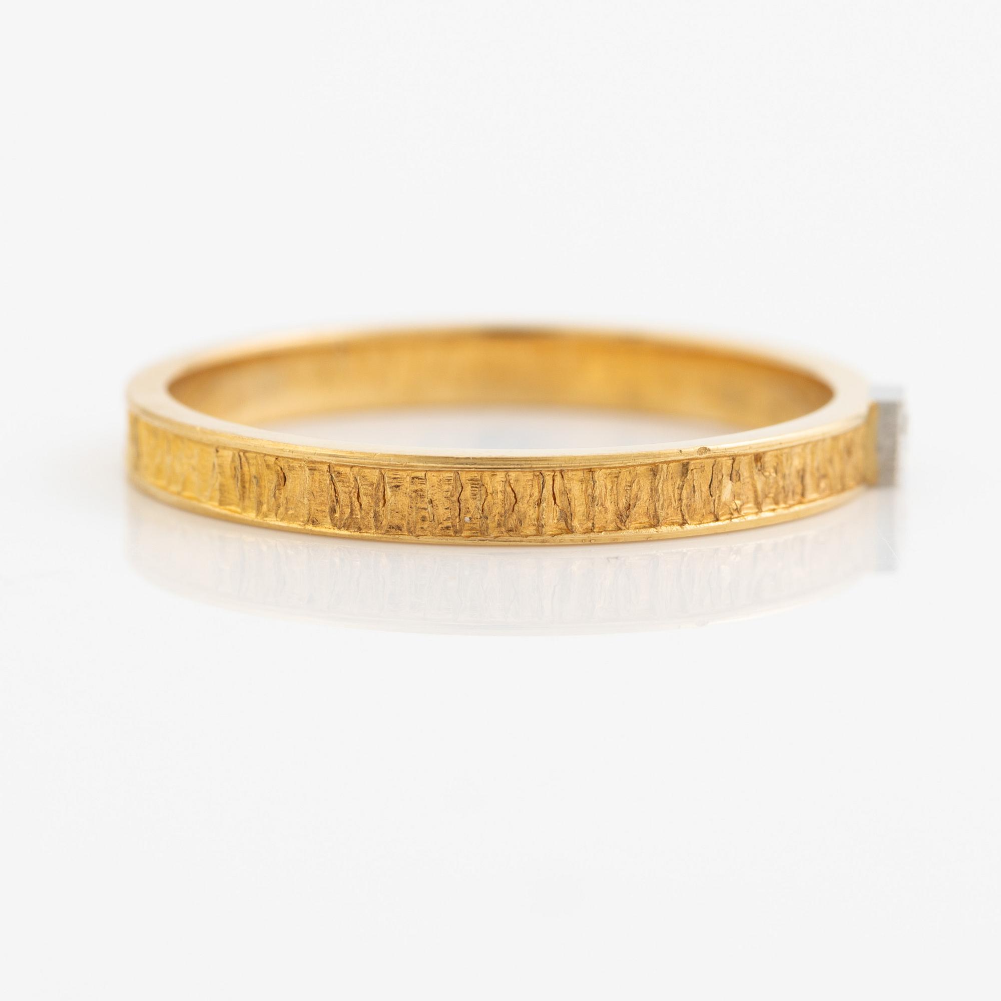 Lapponia, ring 18K guld med en åttkantslipad diamant, Finland 1978.