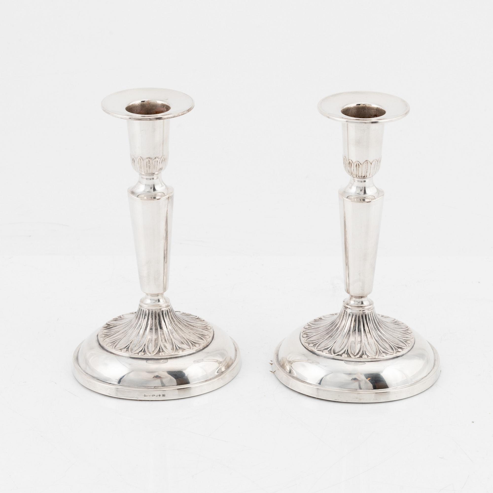 A pair of Swedish silver candlesticks, K & EC, Gothenburg, 1957.