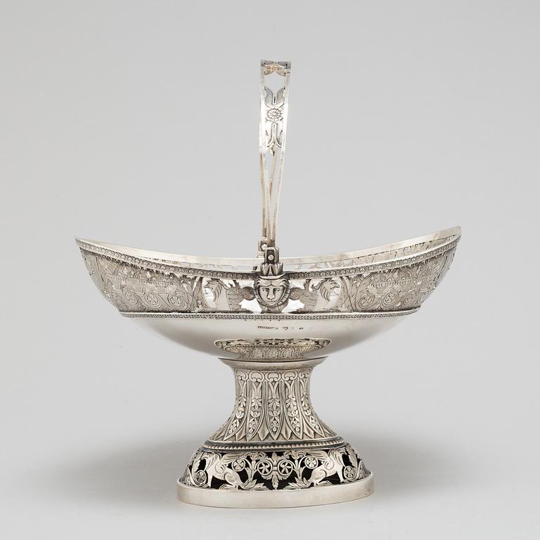 ANDERS LUNDQUIST, fruktkorg, silver, empire, Stockholm, 1827.