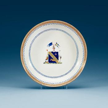 1560. A Swedish armorial dish, Qing dynasty, early 19th Century.