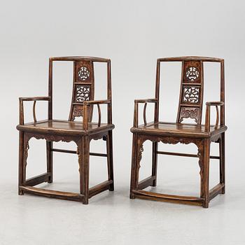 A pair of hardwood chair, China, early 20th century.