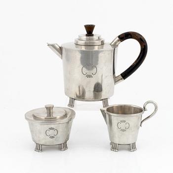 Kaffeservis, 3 delar, tenn.Nordiska Juvelaktiebolaget Stockholm, 1933.