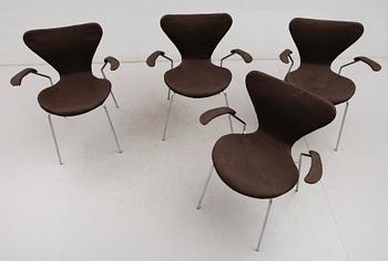 KARMSTOLAR, 4 st, "Sjuan", Arne Jacobsen, Fritz Hansen.