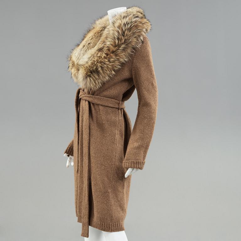 Long cashmere cardigan with fur collar from ralph Lauren.