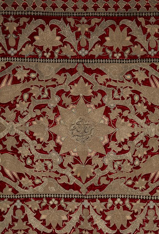Broderi, antik persisk sammet, ca 150 x 103,5 cm, 1700 - 1800-tal.