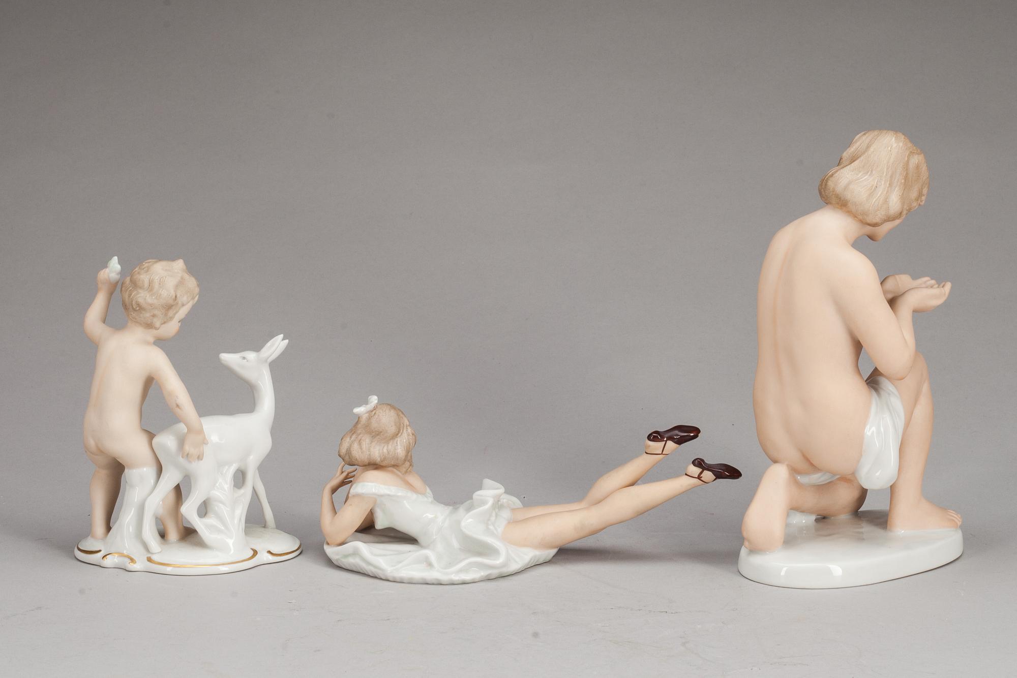 FIGURINER, 3 st, porslin, Wallendorf.