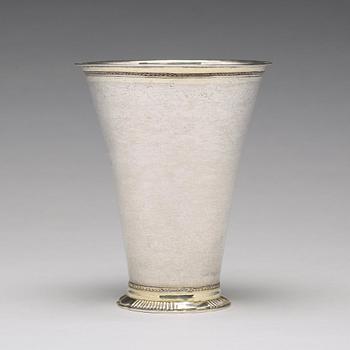 A Swedish 18th century parcel-gilt silver beaker, mark of Christoffer Wasserman, Lindesberg (1734-1770).