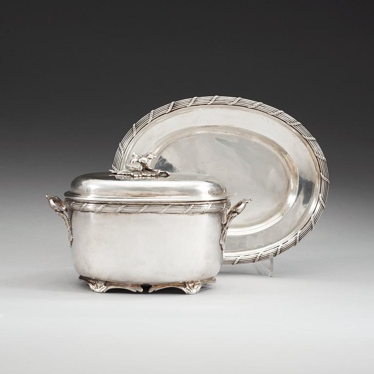 A Swedish 18th century parcel-gilt sauce-thureen, makers mark of Jonas Thomasson Ronander, Stockholm 1767.