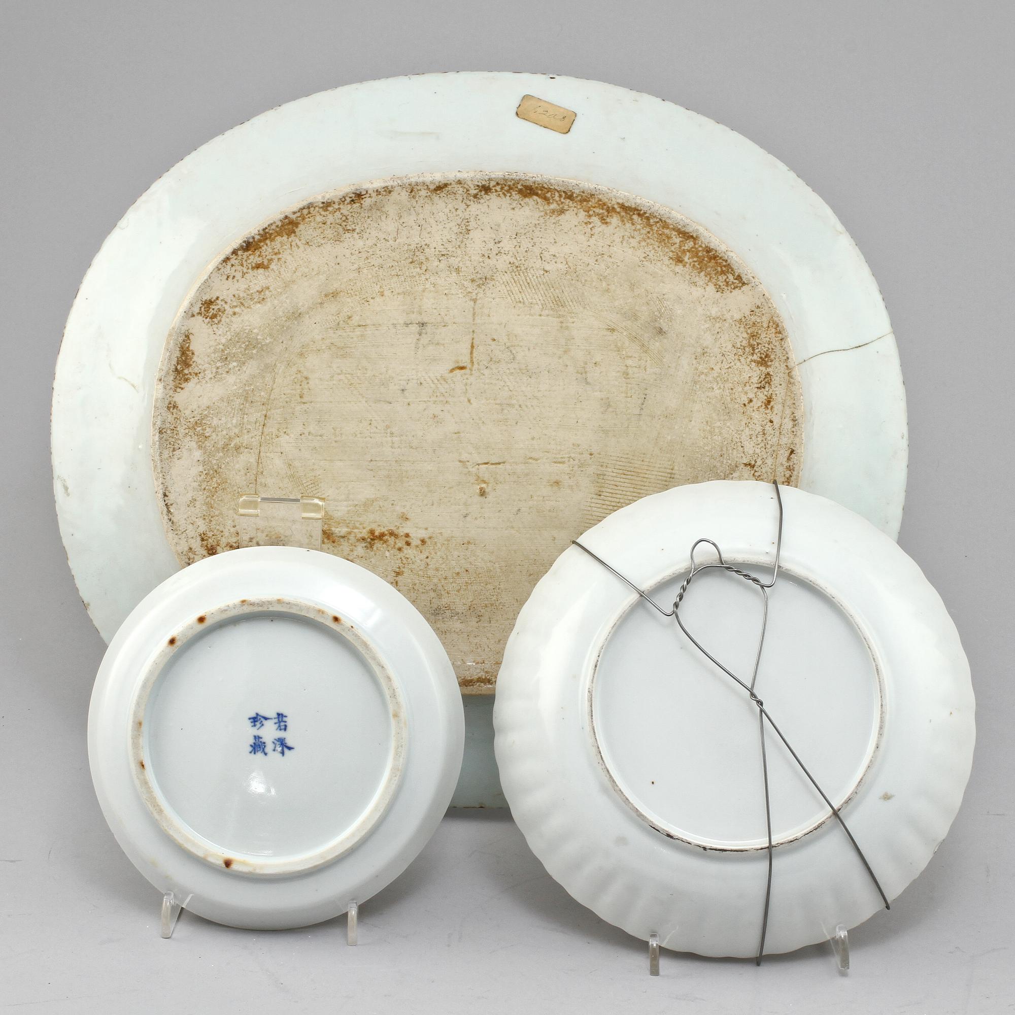 PARTI PORSLIN, 3 delar, Kina, 1700-1900-tal.