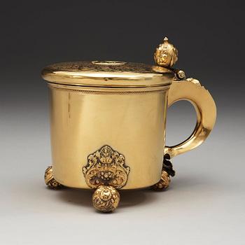 A Swedish 18th century silver-gilt tankard, marks of Hans Wiggman, Kalmar (1712-1761).