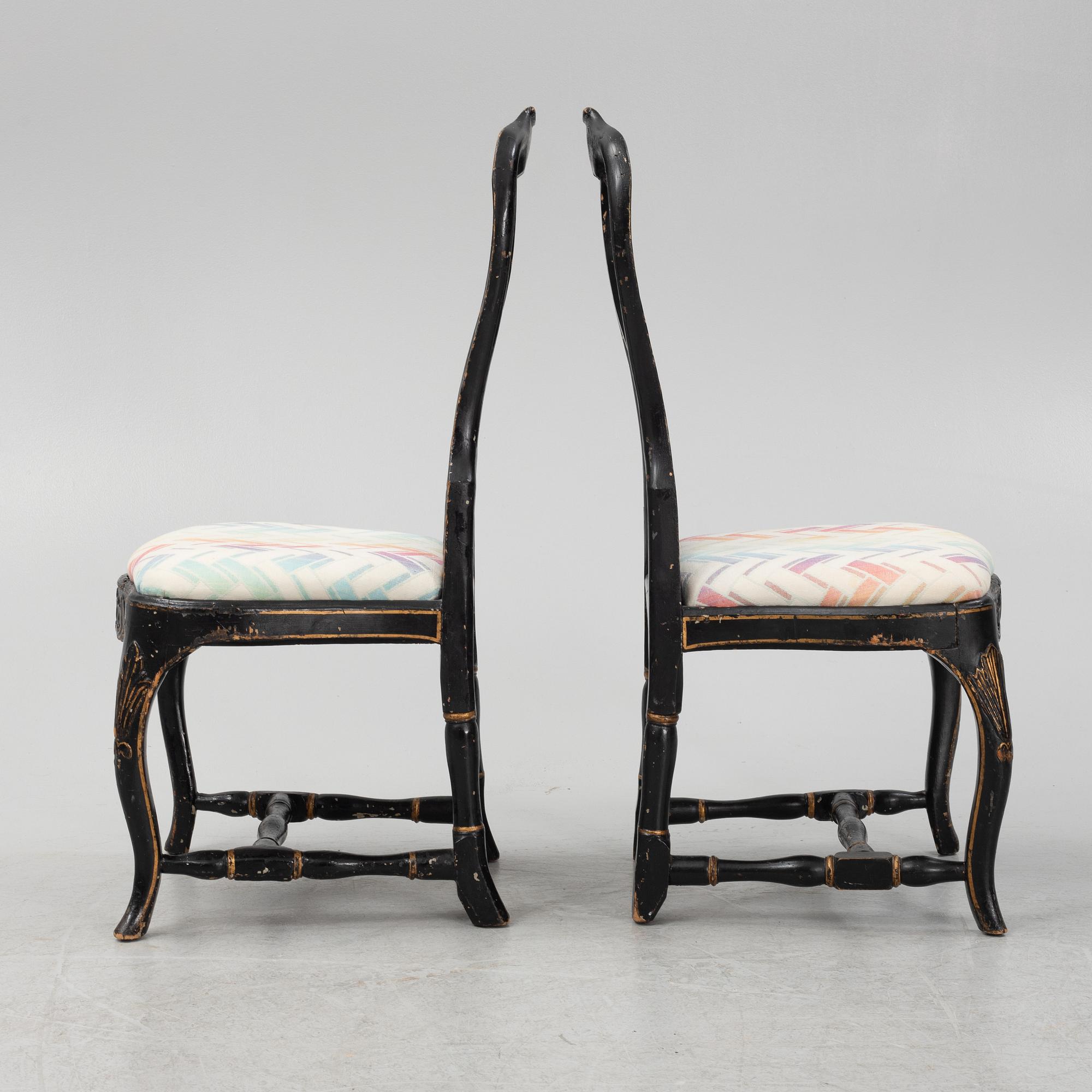 Stolar, ett par, rokoko, 1700-talets andra hälft.