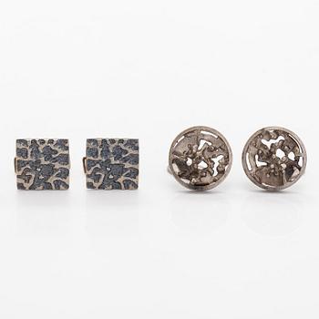 Manschettknappar, 4 par, silver, Finland och Sverige.