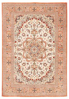 378. A signed silk Qum rug, ca 197 x 136 cm.