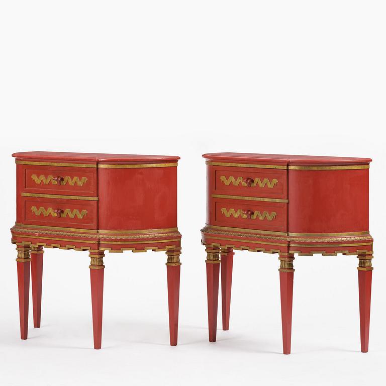 Otto Schulz, a pair of Swedish Grace console tables, Boet, Gothenburg, 1920s.