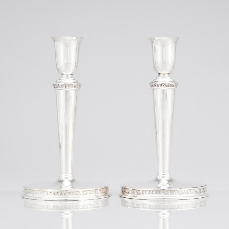Eric Råström, for C.G. Råström, a pair of silver candlesticks, Stockholm 1960.