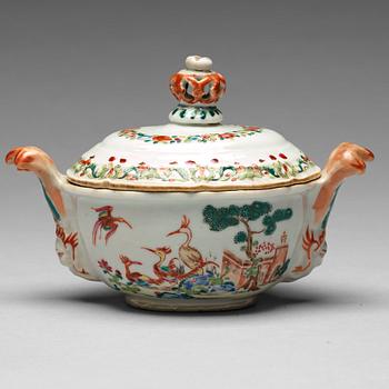 163. A famille rose 'du paquier' butter tureen with cover, Qing dynasty, Qianlong (1736-95).