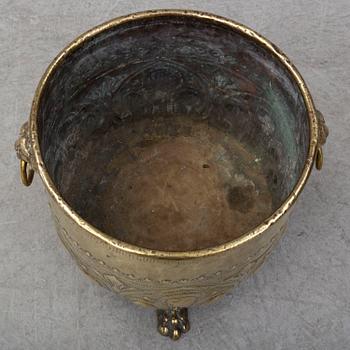 An 18th century brass flower pot.