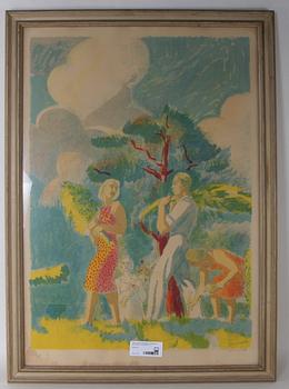 ISAAC GRÜNEWALD, färglitografi, sign i plåten och med blyerts.