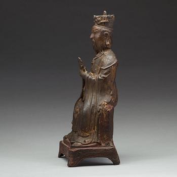 A seated bronze daoist dignitary, Ming dynasty (1368-1644).