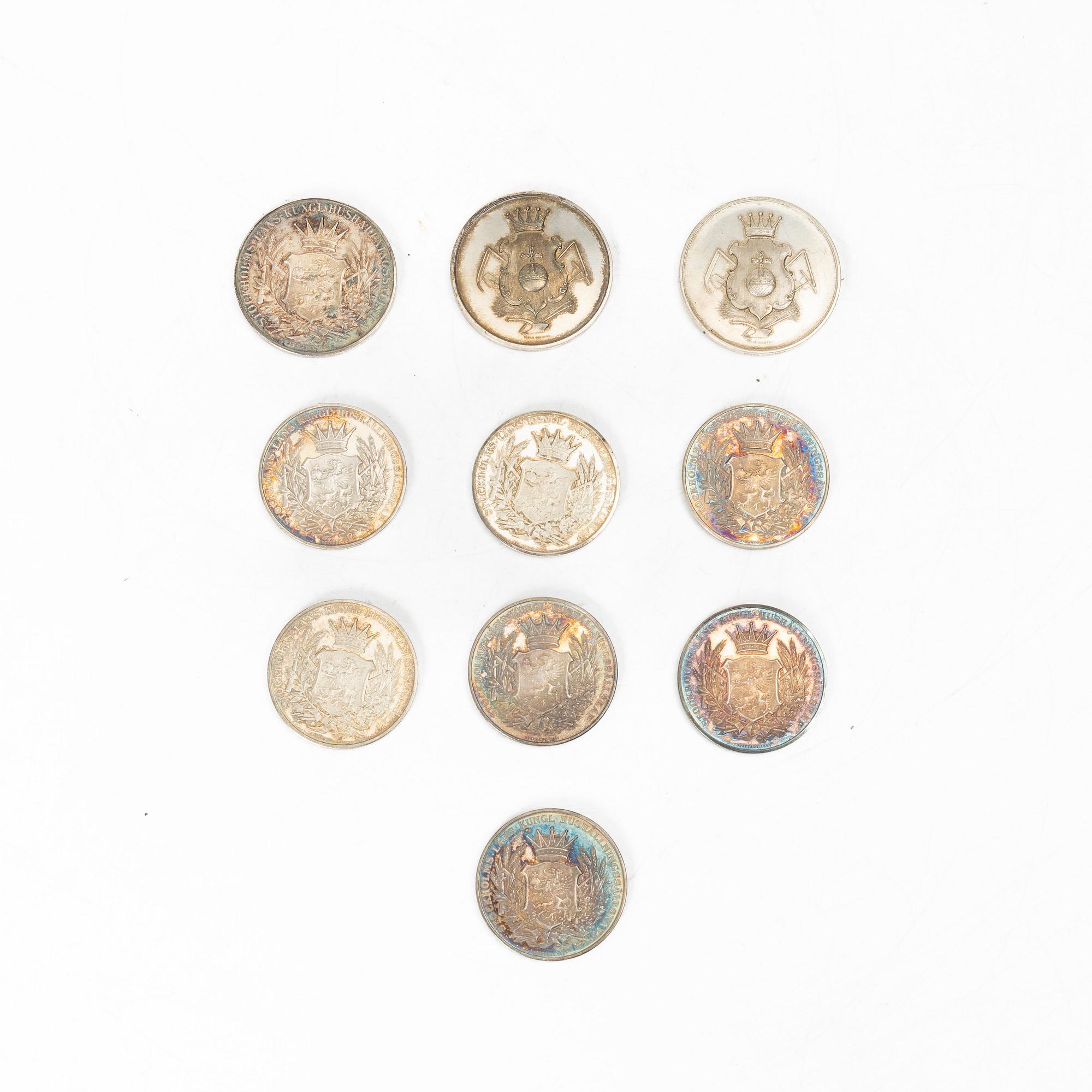 Medals, 10 pcs, silver, Sweden, 1916-1923.