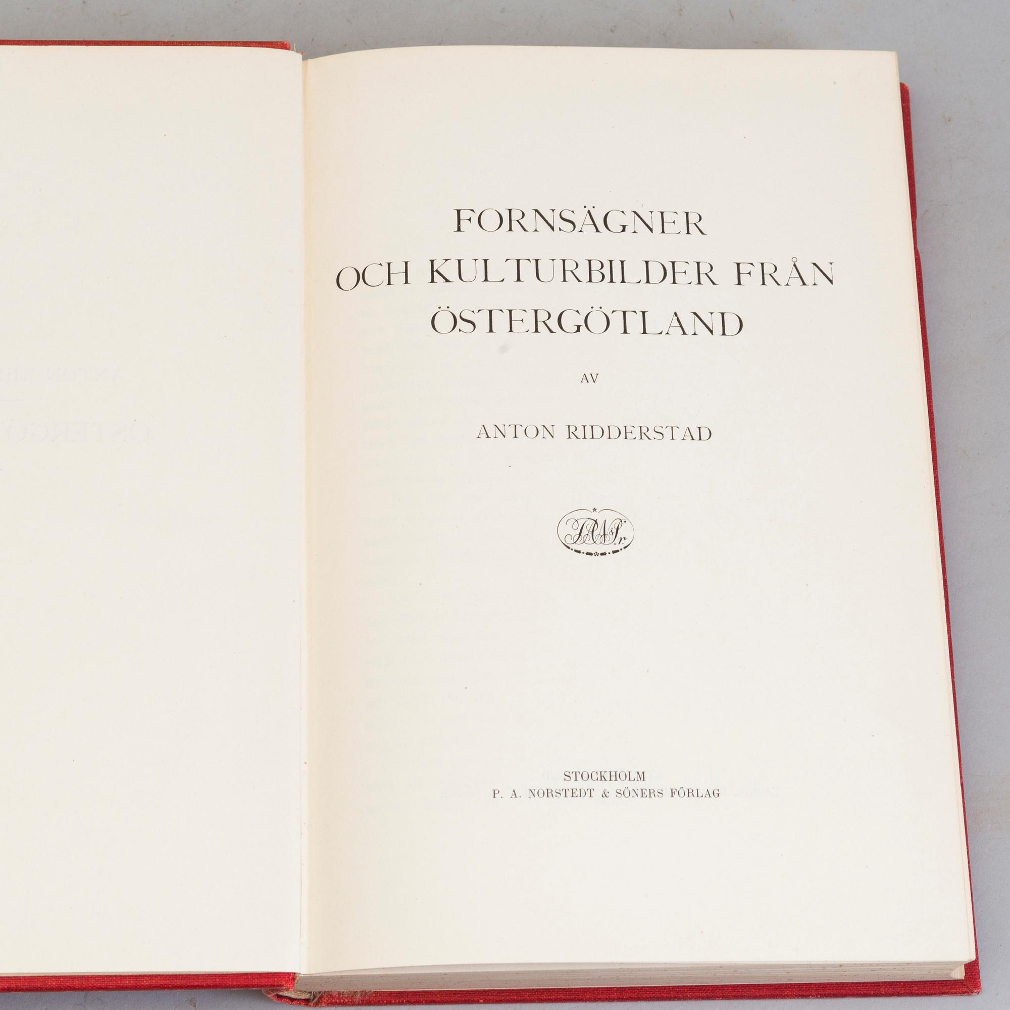 BÖCKER: Östergötlands Historia, Anton Ridderstad, 1914, 1917, 1918 och 1920, fyra volymer.