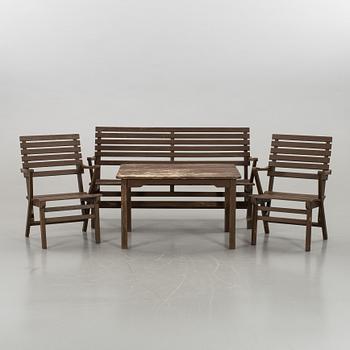 CARL MALMSTEN, garden furniture 'Bergshamra', two chairs, a sofa and a table. Mid 20 th century.