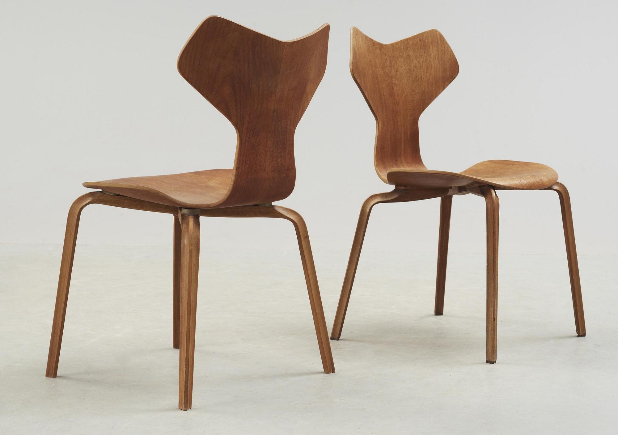 A set of four Arne Jacobsen 'Grand Prix', Fritz Hansen, Denmark 1950-60's.