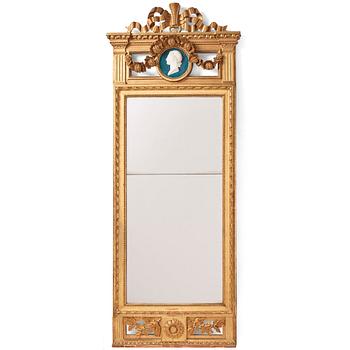 A Gustavian giltwood mirror by C. G. Fyrwald (master in Stockholm 1776-1825).