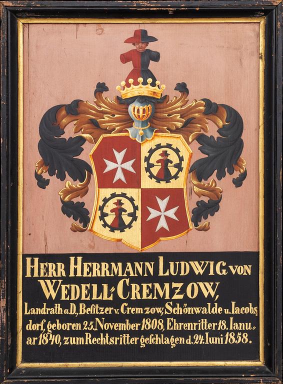 Coat of Arms,  Hermann Ludwig von Wedel 1858.