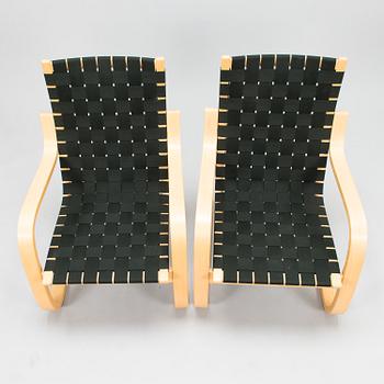 ALVAR AALTO, a pair of late 20th century '406' armchairs for Artek.