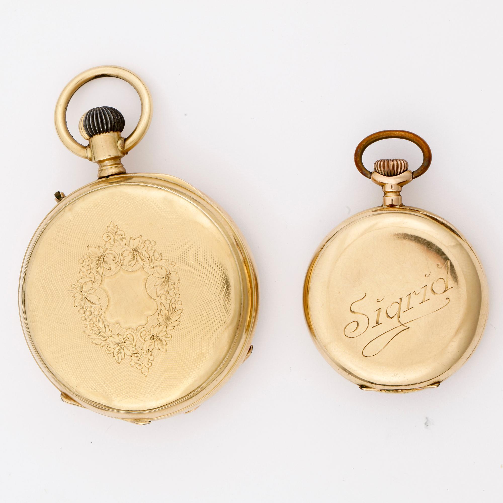 FICKUR, 2st, 18k guld. Totalvikt 107g.