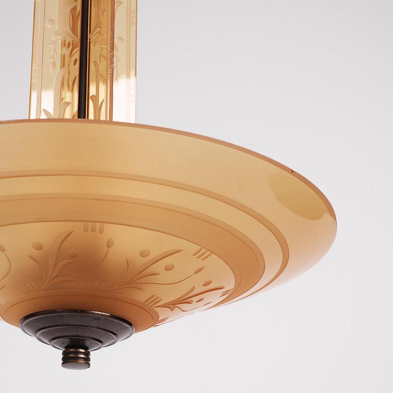 Edward Hald, a ceiling lamp model "HD 615", Orrefors, 1930s.